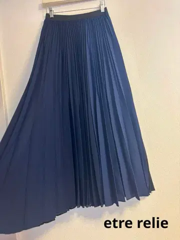 에트르 리 배색 플리츠 스커트 F 블랙 x 네이비 x 짙은 블루 바이컬러