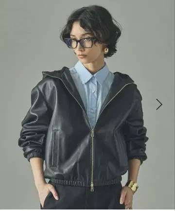 캘런솔로지 GELLI 가죽 후드 블루종