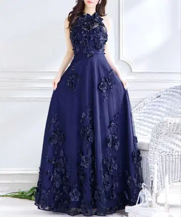 [ CLEO CLOE ] 포멀 드레스/입체 플라워 자수/아메리칸 슬리브