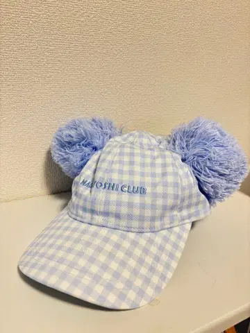 NAKAYOSHI CLUB 스카이블루 깅엄 체크 캡 디즈니