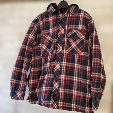 체크 무늬 후드 부착 남성용 자켓