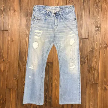 blueblue 블루블루 리메이크 리페어 가공 데님 탄력 플레어