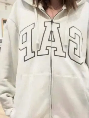 XL 릴랙스 핏 GAP 로고 보아 안감 집업 후드티 치노