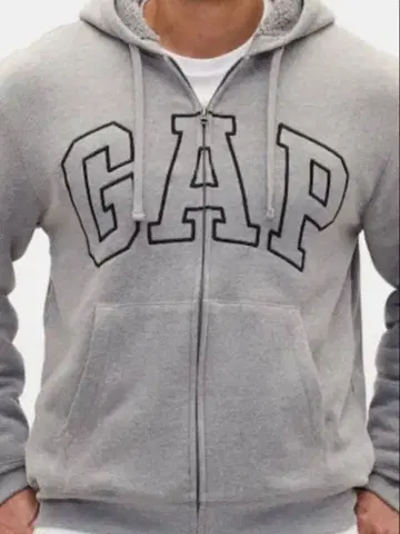 L 릴랙스핏 GAP 로고 보아 안감 집업 후드티 그레이