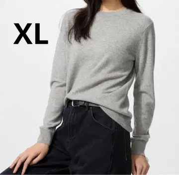 [ 익명 배송 ] 유니클로 캐시미어 크루넥 스웨터 그레이 XL