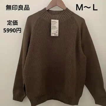 택 포함 새상품! 무인양품 중공사로 짠 하찌 모크넥 스웨터 카멜 M~L