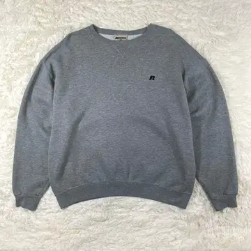 00s 러셀 블랭크 맨투맨 자수 로고 그레이 전면 V 무지 XL 둥근넥