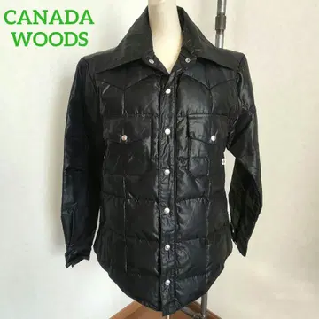 90s 빈티지 WOODS CANADA 제 다운 셔츠 블랙