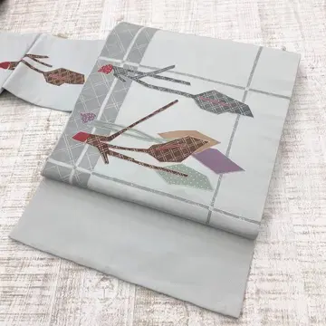 순수 실크 9치 나고야 오비 모던한 꽃 무늬