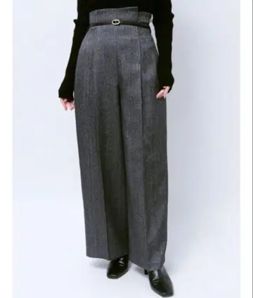 LAGUNAMOON 헤링본 트위드 벨트 팬츠