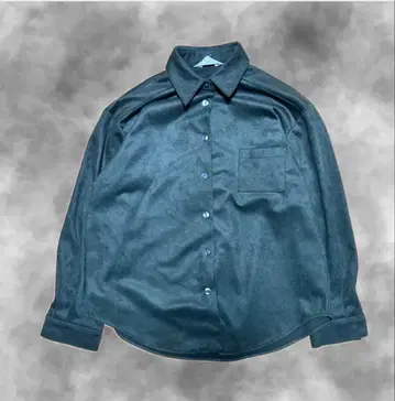 다크 그레이 스웨이드풍 긴팔 셔츠