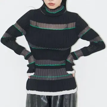 미사용 새상품 UNITED TOKYO 랜덤 시어 리브 니트 블랙 새상품급