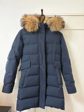 [ PYRENEX ] JP 36 사이즈 네이비 롱 다운 자켓 퍼 포함