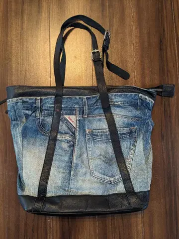 REPLAY 데님 가죽 토트백