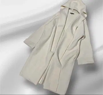 빅 사이즈! 23구 울 캐시미어 후데트 코디건 코트 / 44 아이보리