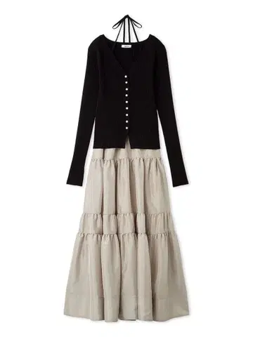 [ 프레이 아이디 ] 리브 가디건 캉캉 스커트 셋업