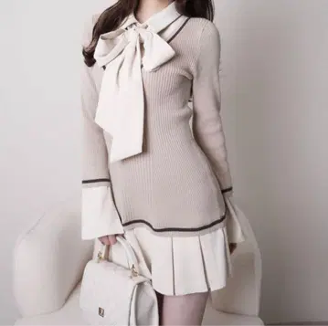 LIP SERVICE 셔츠 도킹 플리츠 원피스 BEG