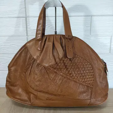 가죽 공방 Wave 브라운 가죽 핸드백