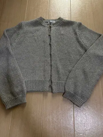 라메 니트 숏 가디건