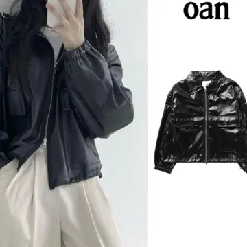 페이크 가죽 자켓 PU 가죽 사용하기 쉬운 블랙 짧은 기장