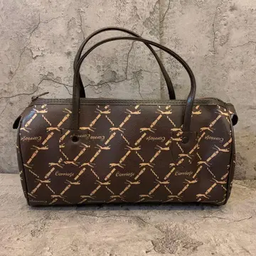 [ carriage ] 칼리 에이지 올 패턴 브라운 가죽 핸드백