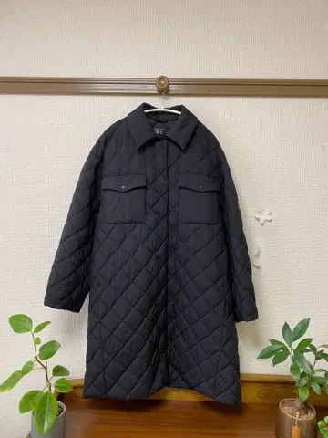 유니클로 퍼프테크 퀼트 코트 블랙 M