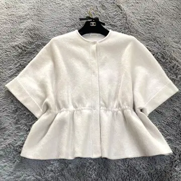 Ballsey 더블 페이스 폭스 울 허리 개더 가디건