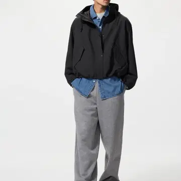 UNIQLO 코튼 블렌드 숏 후드티 XL