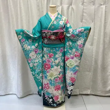 후리소데 7세트 새상품급 성인식 졸업식 순수 실크 이중 기모노