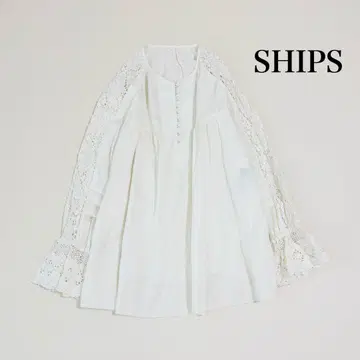 SHIPS 화이트 레이스 핀턱 2WAY 튜닉