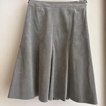 TRU TRUSSARDI 인조 가죽 그레이 플레어 스커트 무릎 기장