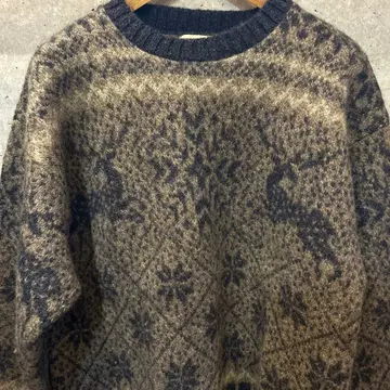 노르딕 무늬 울 혼방 스웨터 USA 제조