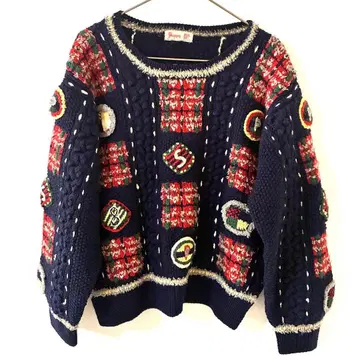 [ 구제 의류 ] Puppy 파피 3D 모티브 레트로 니트 스웨터