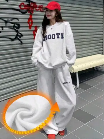 SMOOTH 로고 맨투맨 셋업 그레이