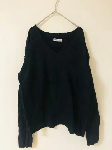 SONOMA 블랙 V넥 케이블 니트 M