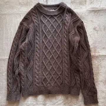 [ Nuyuh ] 우유 아란 니트 브라운 미들 게이지