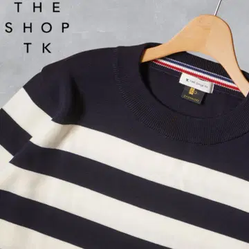 YJ439@ THE SHOP TK 보더 니트 화이트