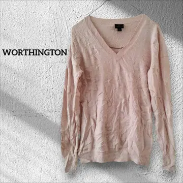 1점 한정 WORTHINGTON 핑크 V넥 니트 스웨터 [ S ]