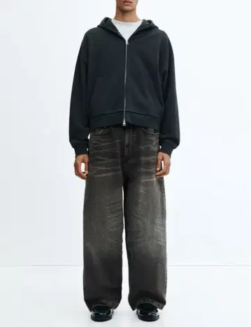 H&M 슈퍼 배기 데님 블랙 30/30