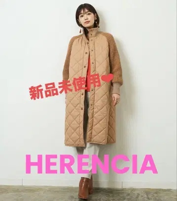 HERENCIA 퀼팅 니트 도킹 롱 코트