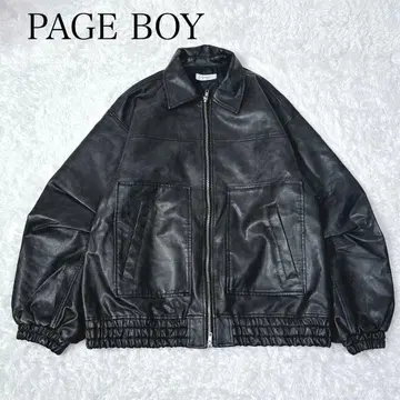 [ 새상품급 ] PAGE BOY 샌드 빈티지 가죽 블루종 자켓 블랙