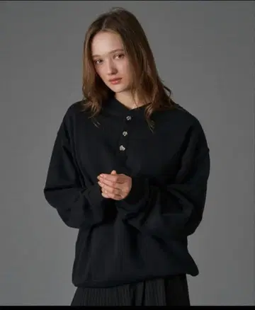 Oncily 실버 버튼 헨리넥 맨투맨