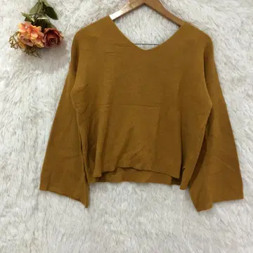 언바스켓 와이드 소매 긴팔 니트 [ M ] 넉넉한 캐주얼 스트레치