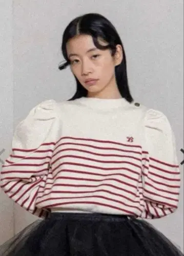 bibiy B.BORDER PUFF KNIT