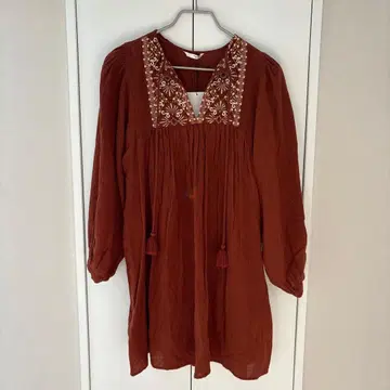 ZARA 원피스 튜닉 브라운 자수