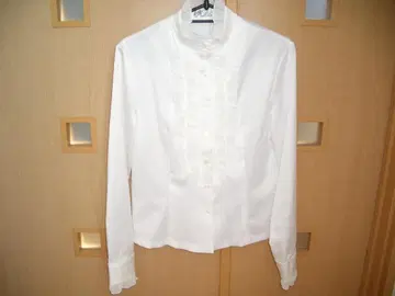 프릴 달린 화이트 긴팔 블라우스 정장식 콘서트 발표회 M