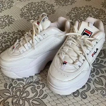 FILA 디스럽터 2 웨지 화이트 22 1/2 통굽 샤크 밑창