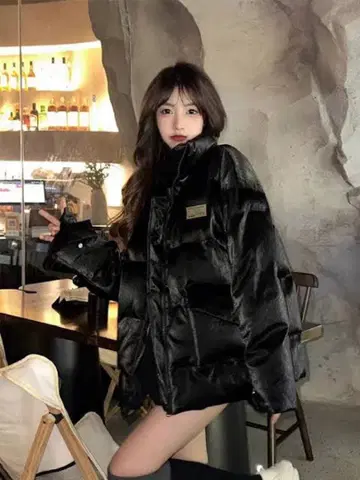 charme 왕홍 PU 가죽 글로스 볼륨 블루종