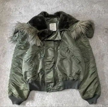 USA 제조 90s 알파 N2B 퍼 플라이트 자켓 L 카키