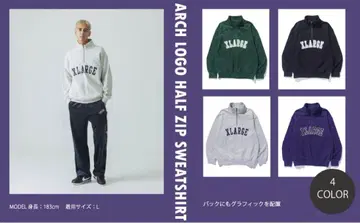 미사용 XLARGE ARCH LOGO HALF ZIP SWEATSHIRT
